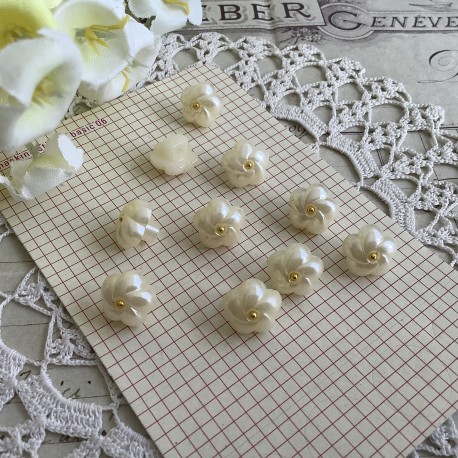 10 boutons blanc fleur