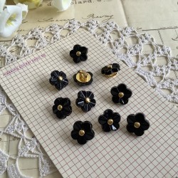 10 boutons noir fleur