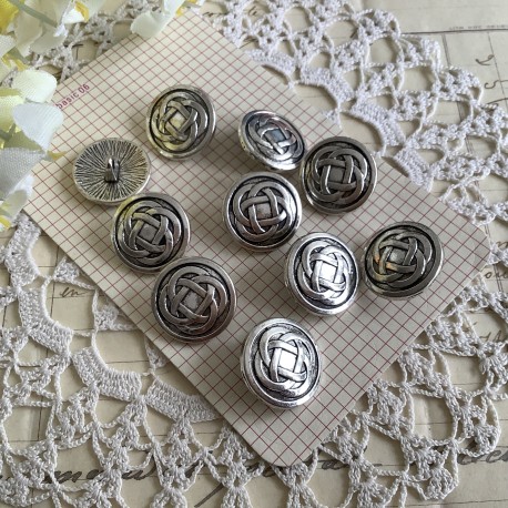 10 boutons métal Look Silver