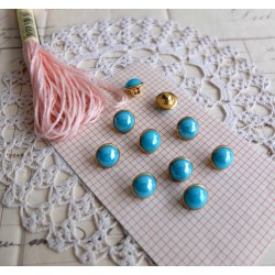10 boutons turquoises - Look Vintage
