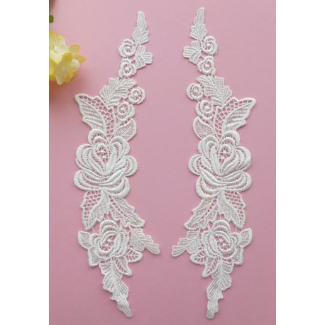 Applique dentelle blanc Pair 31x8cm