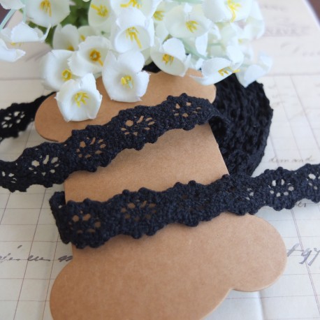 Dentelle coton noir 1m