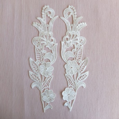 Applique dentelle blanc Pair 28x6cm