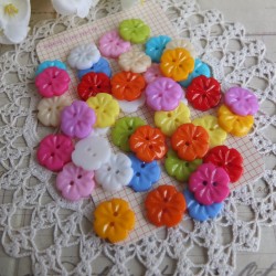 40 boutons fleurs couleurs mix