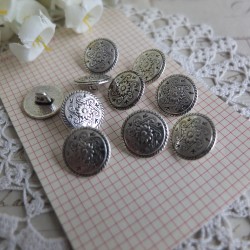 10 boutons en métal Look Silver